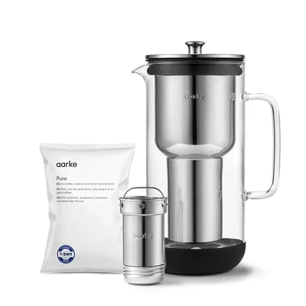 Aarke Purifier waterfilterkan met RVS-filterpatroon en navulzak Pure filterkorrels