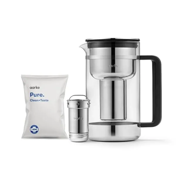 Aarke Purifier Large waterfilterkan met RVS-filterpatroon en navulzak Pure filterkorrels
