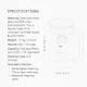 Specificaties Aarke Purifier Large: roestvrij staal en glas, 1,1 kg, 2,8 liter, 25 cm hoog, 21 cm breed