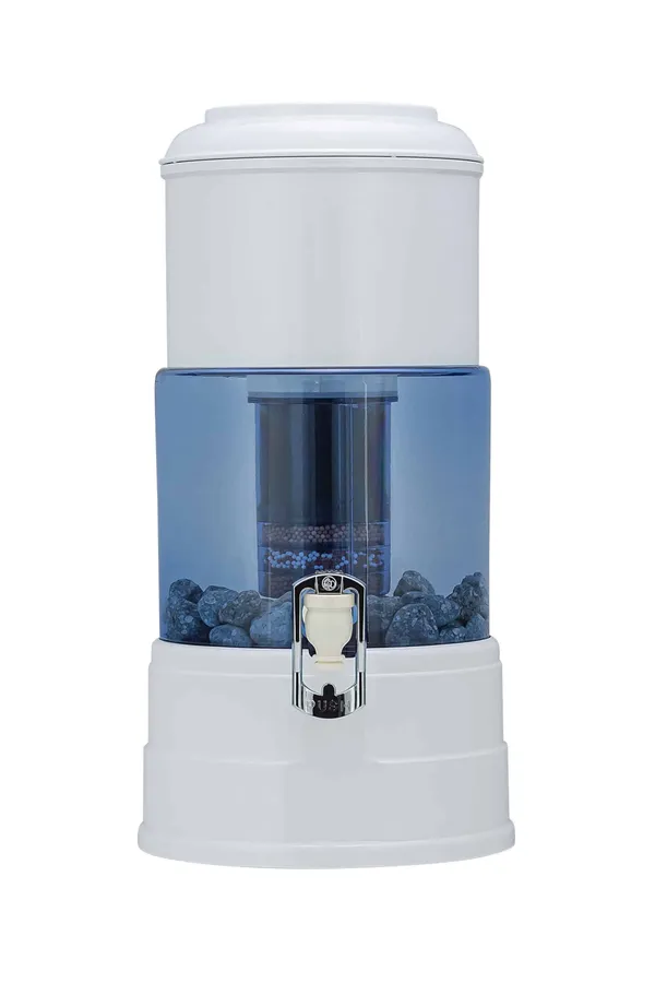 Aqualine 5 Glas waterfilter met blauw geborosilicaatglas opvangbak