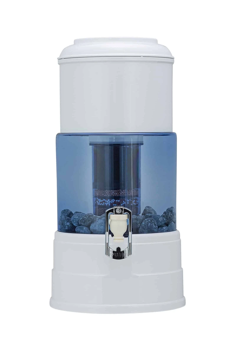 Aqualine 5 Glas waterfilter met blauw borosilicaatglas opvangbak