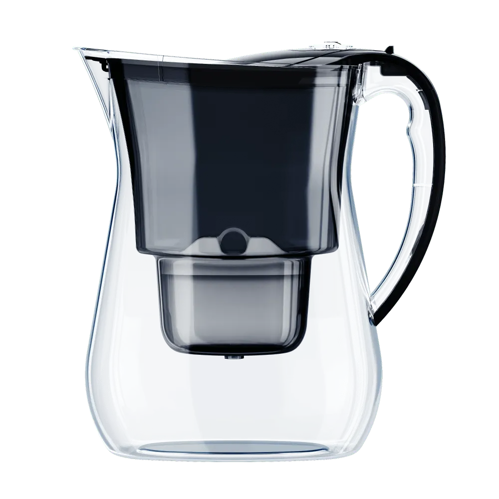 AQUAPHOR Lago 3,8 liter waterfilterkan zwart Tritan glaslook vooraanzicht