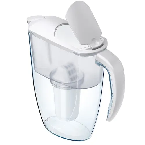 AQUAPHOR Smile waterfilterkan wit met open flip-top deksel zijaanzicht