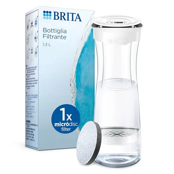 BRITA Waterfilterkaraf 1,3 liter glazen karaf met MicroDisc filter