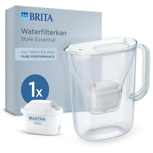 BRITA Style Essential waterfilterkan met verpakking en MAXTRA PRO filter