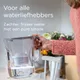 Vrouw pakt BRITA Style Essential, tekst over zachter en frisser water