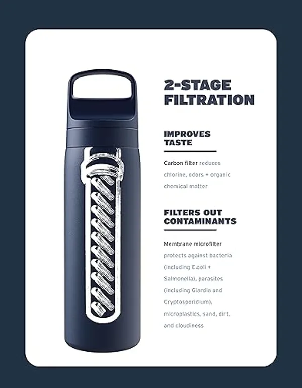 LifeStraw Go RVS Waterfilterfles 500ml afbeelding 2 — alt-tekst aanvullen