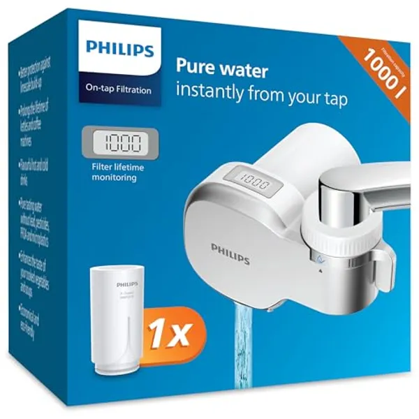 Philips On Tap AWP3705 kraanwaterfilter op keukenkraan met verpakking en X-Guard filterpatroon