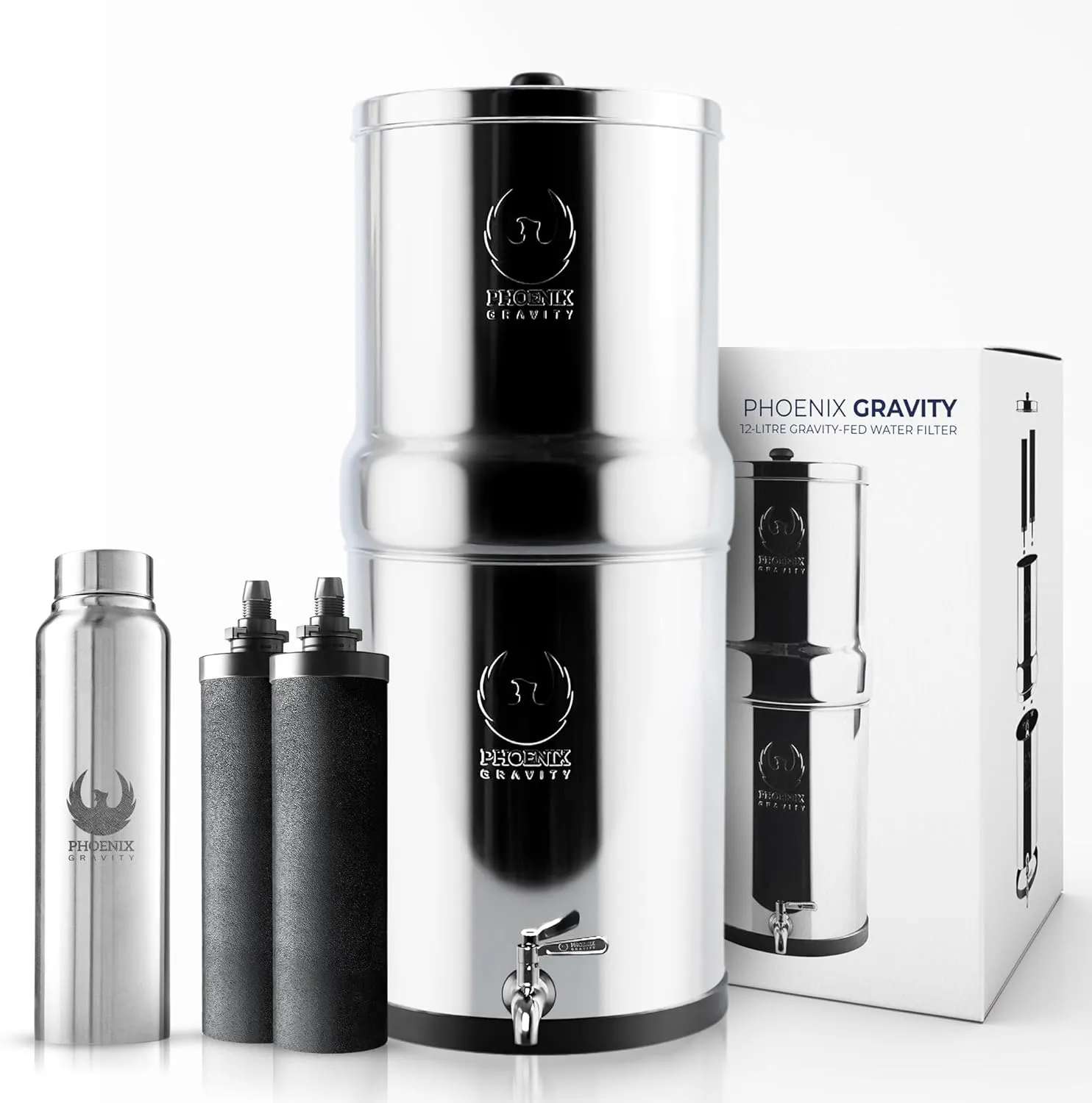 Phoenix Gravity 12 liter RVS waterfilter zonder standaard