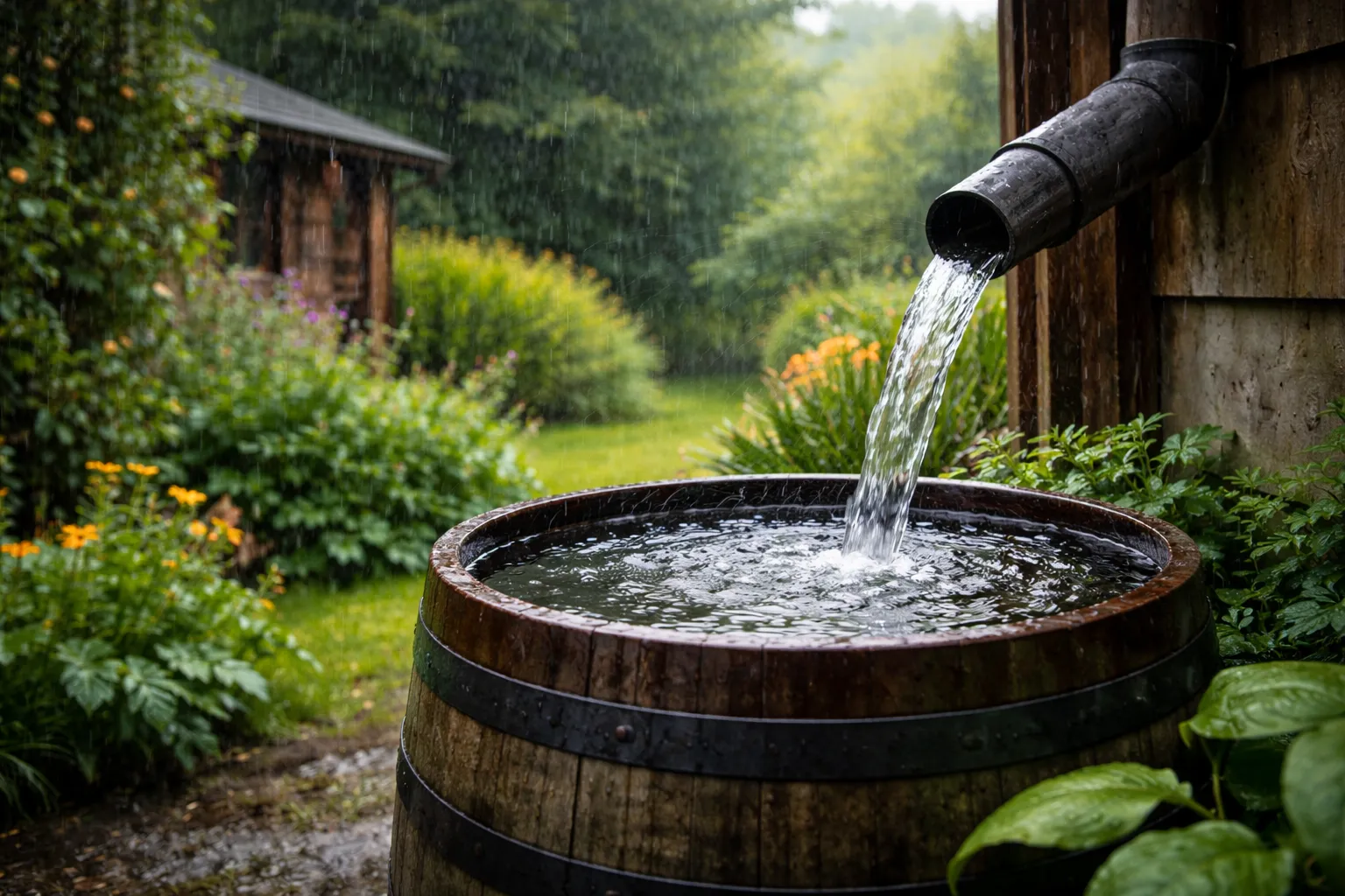 Regenwater filteren via een regenton