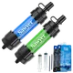 Sawyer MINI SP2101 2-Pack waterfilters in groen en blauw met twee squeeze pouches en drinkrietjes