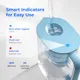 Slimme LED-indicator op deksel van Waterdrop Lucid met blauw rood knipperend en rood continu statusindicatie plus BPA-vrij en loodvrij keurmerk