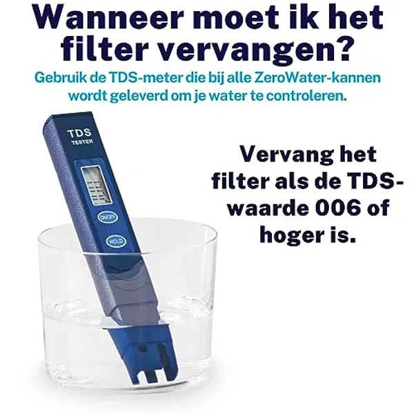 ZeroWater TDS-meter meet waterkwaliteit